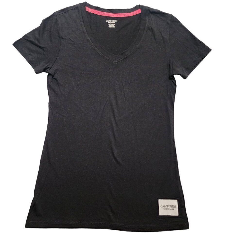 Calvin Klein Performance Womens Top V-neck Logo Patch Back XS